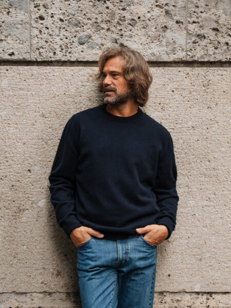 Pulovër me Jakë Rrethore Crecchio — Blu e Errët